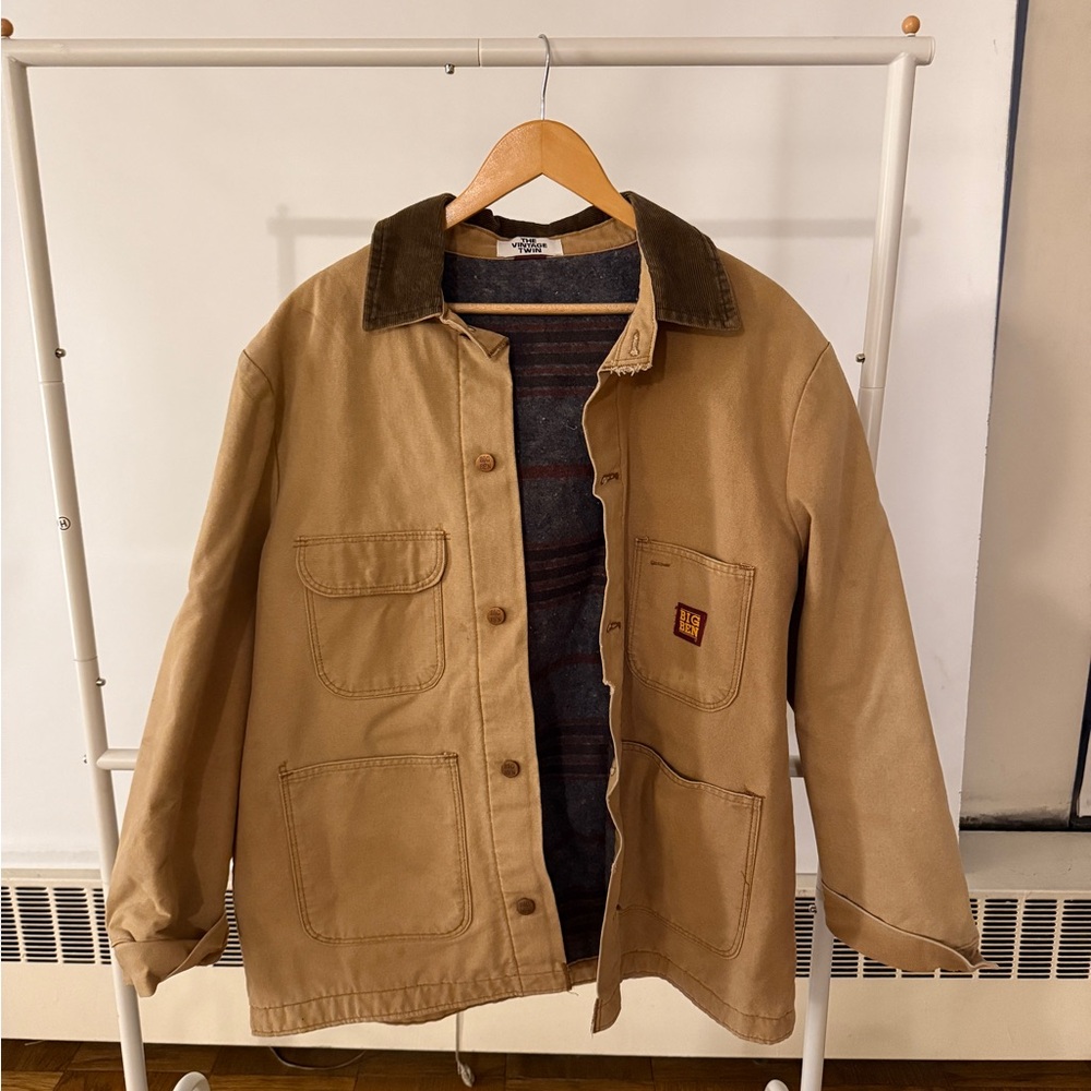 Men's Tan Canvas Jacket with Corduroy Collar